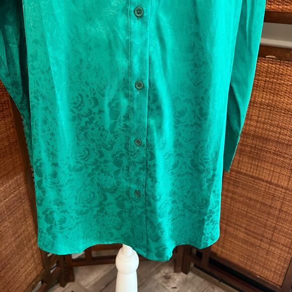 NWT 12th Tribe Green Silky Shirt Dress Long Sleeved Size Medium - Picture 5 of 11